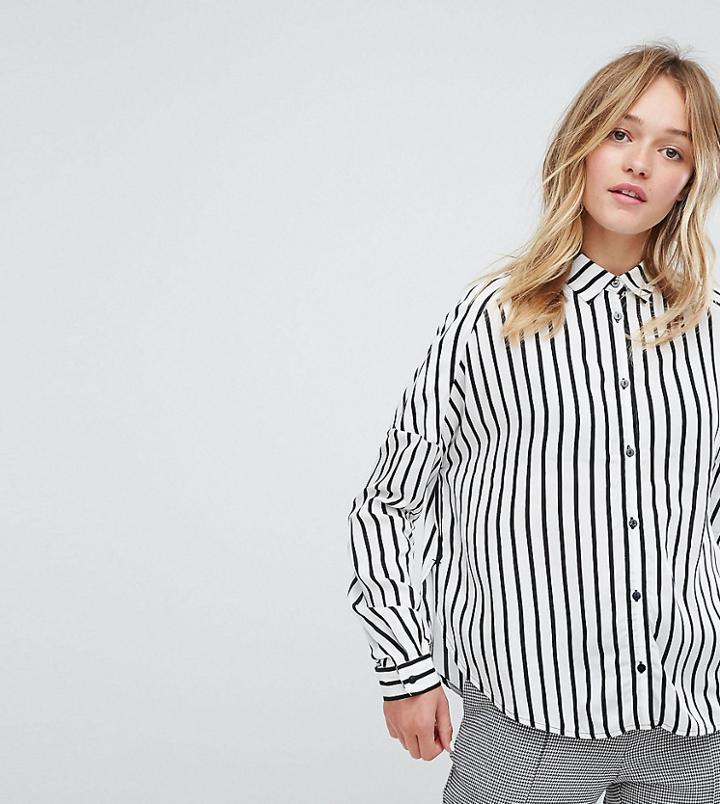 Monki Stripe Boxy Shirt - Black