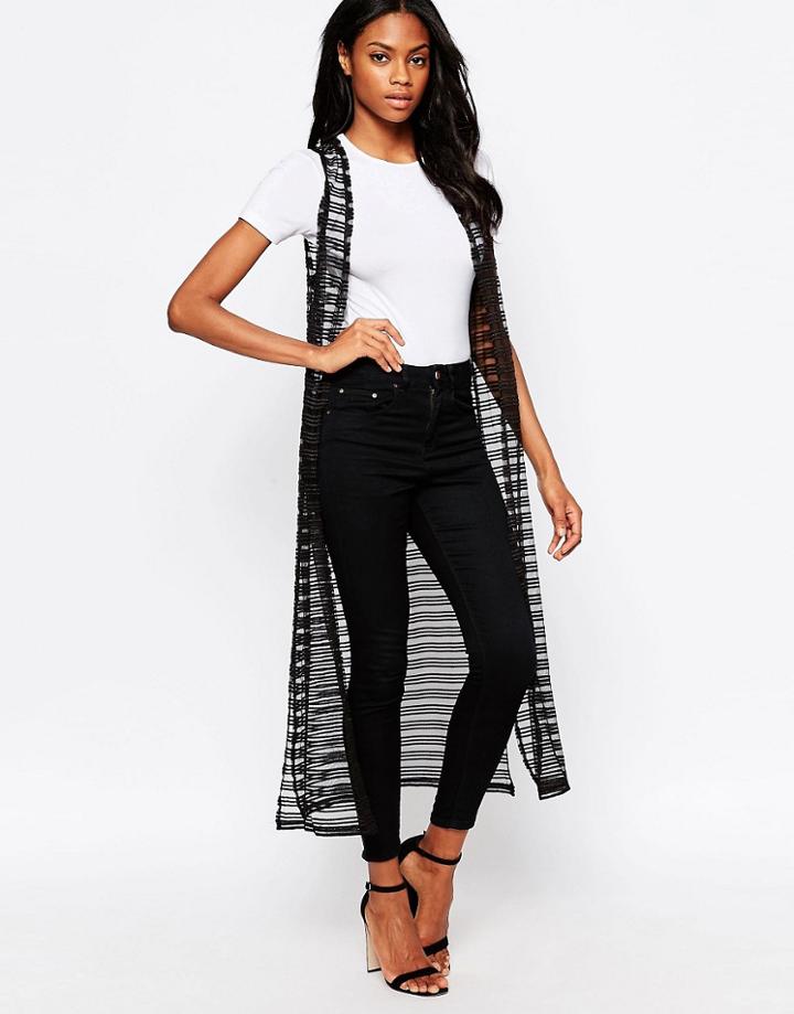 Ax Paris Sleeveless Longline Vest - Black