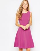 Closet Flared Midi Dress With Seam Detail - Purple