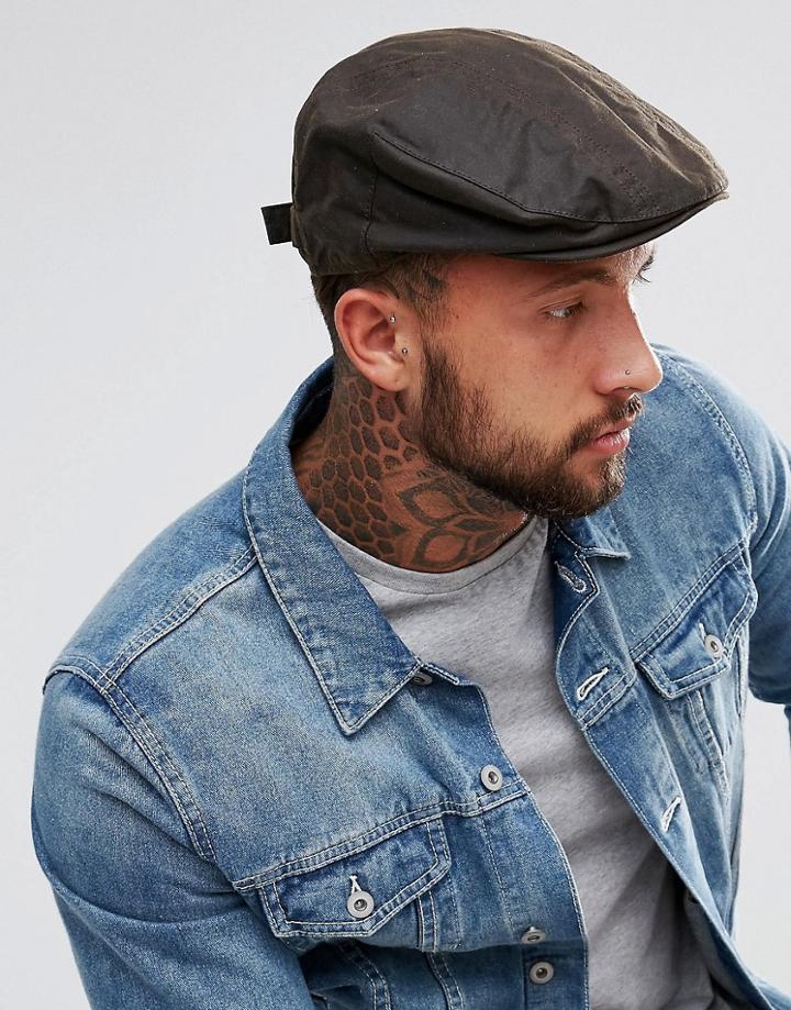 New Look Flat Cap In Washed Khaki - Green