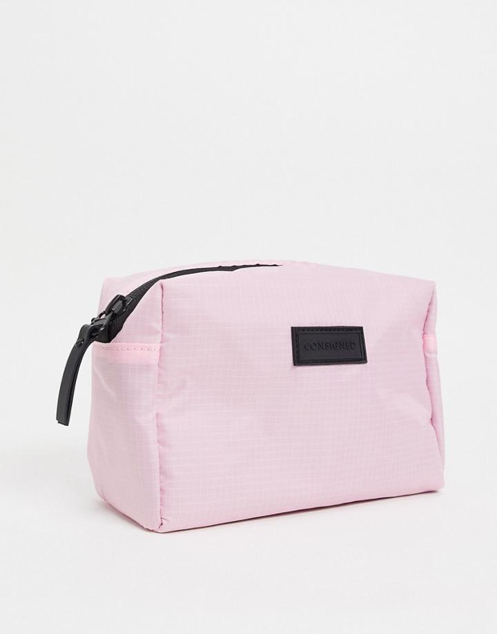 Consigned Zip Top Toiletry Bag In Pink