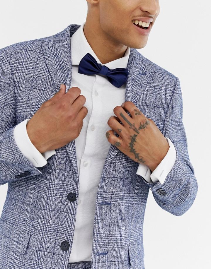 Devils Advocate Navy Satin Bow Tie - Navy