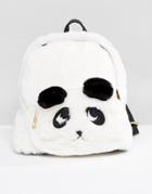 Yoki Novelty Faux Fur Panda Backpack - White