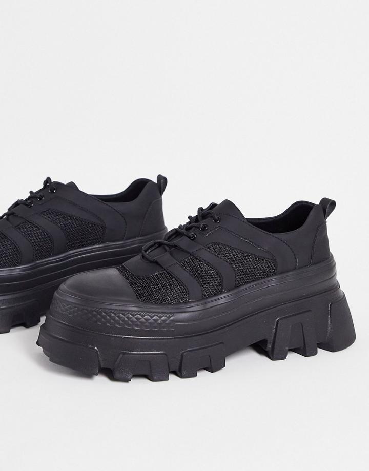 Public Desire Hault Chunky Lace Up Shoes In Black