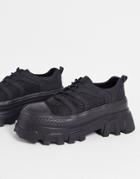Public Desire Hault Chunky Lace Up Shoes In Black