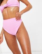 Asos Design Mix And Match Terrycloth High Leg High Waist Bikini Bottom In Pink