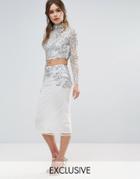 Frock And Frill Embellished Pencil Skirt Co-ord - Cream