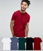 Asos Design Longline T-shirt 5 Pack Save - Multi
