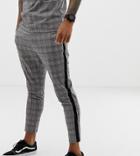 Mauvais Cropped Pants In Check With Side Stripe - Black