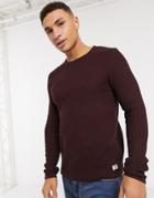 Jack & Jones Premium Textured Sweater In Burgundy