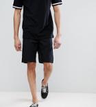 Asos Design Tall Slim Shorts In Black With White Side Stripe - Black