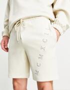 Asos Design Set Oversized Scuba Shorts With Roman Numerals Embroidery-neutral