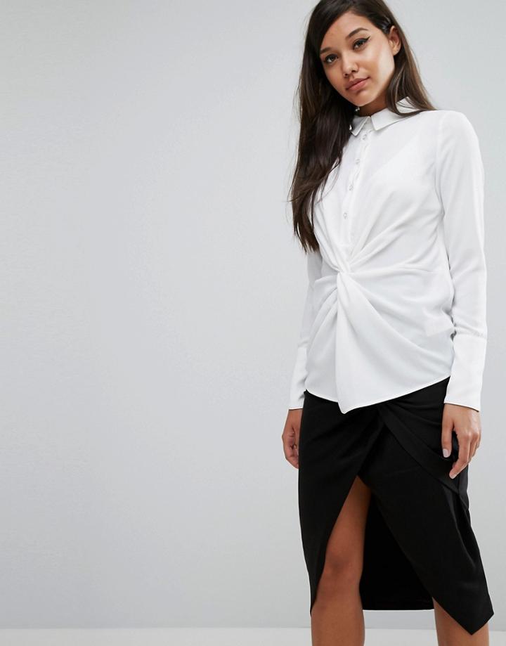 Lavish Alice Twist Front Shirt - White