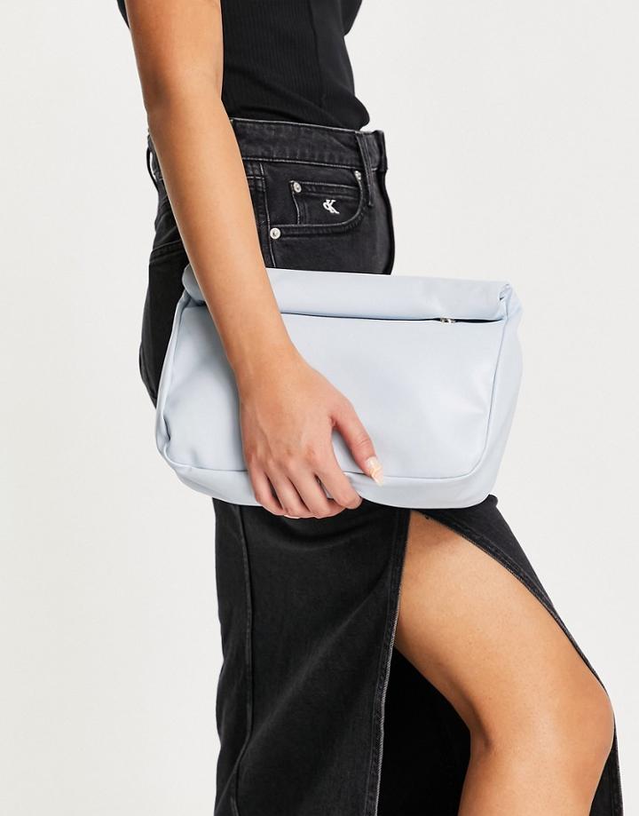 Asos Design Roll Top Clutch In Blue-blues