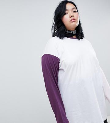 Chorus Plus Contrast Panel Ringer Long Sleeved T-shirt - White