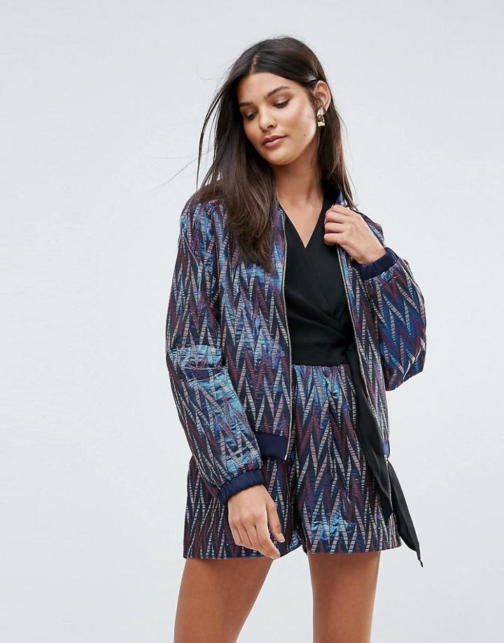 Closet Metallic Bomber Jacket - Blue