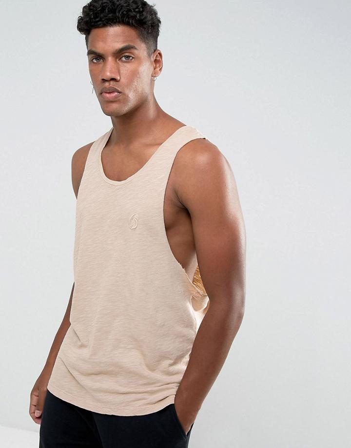 Criminal Damage West Racer Tank - Beige