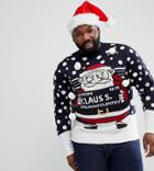Brave Soul Plus Holidays Naughty Santa Sweater-navy