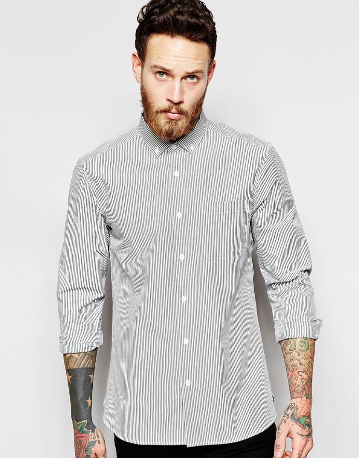 Ymc Shirt With Oxford Stripe - Black