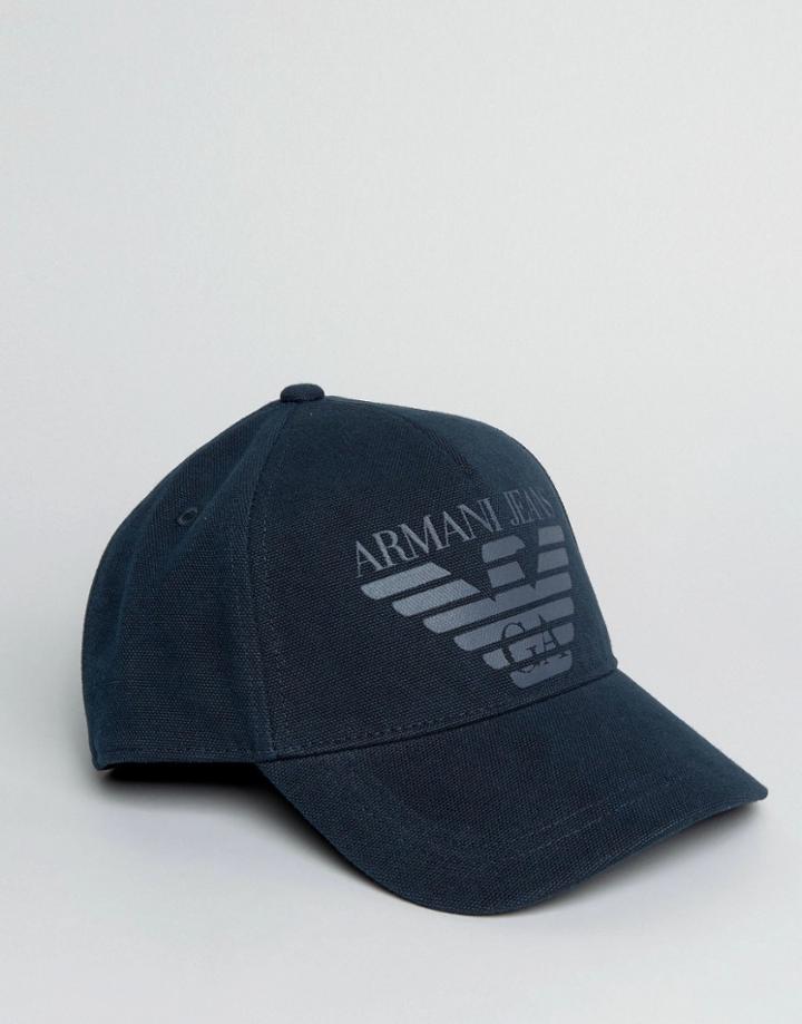 Armani Jeans Big Logo Baseball Cap In Navy - Navy