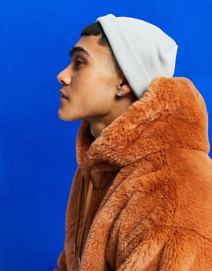 Asos Design Mini Fisherman Beanie In Pale Blue-blues