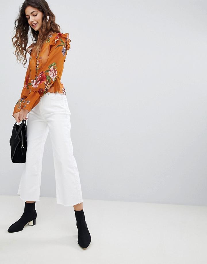 Miss Selfridge Wide Leg Cropped Jeans - Blue