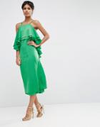 Asos Ruffle Back Midi Dress - Bright Green