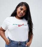 Asos Design Curve Christmas T-shirt With Naughty List Print - White