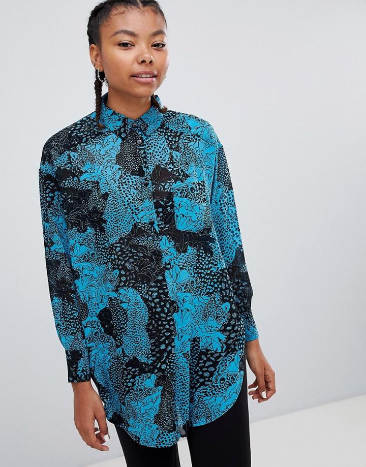 Monki Floral Oversize Shirt - Multi