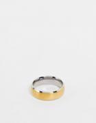 Asos Design Waterproof Stainless Steel Band Ring With Brushing In Gold Tone
