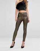 Lipsy Gold Coated Glitter Jean - Gold