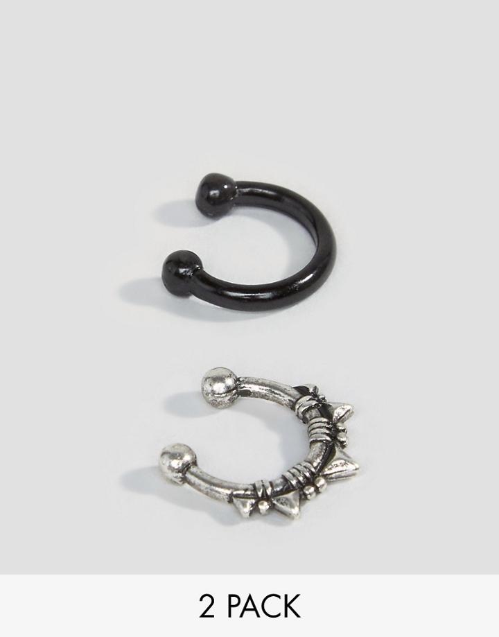 Asos Faux Septum Ring With Spike Detail - Multi
