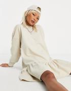 Noisy May Organic Cotton Peplum Sweater Dress In Beige-neutral