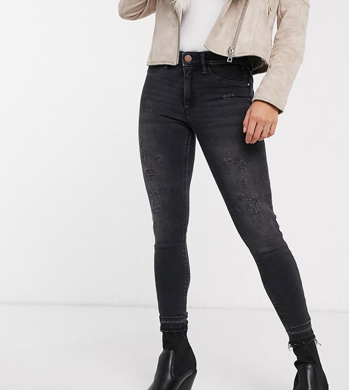 River Island Petite Molly Skinny Jeans In Washed Black