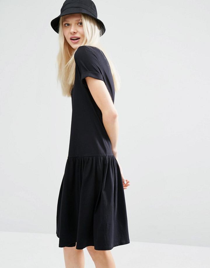 Monki Drop Hem T-shirt Dress - Black