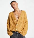 Reclaimed Vintage Inspired Cable Knit Cardigan In Camel-neutral