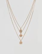 Asos Vintage Style Icon Pendants Multirow Necklace - Gold