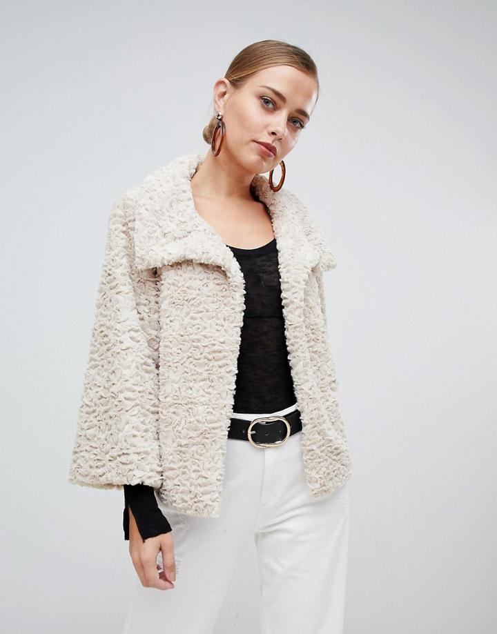 Jayley Luxurious Curly Fur Jacket - Cream