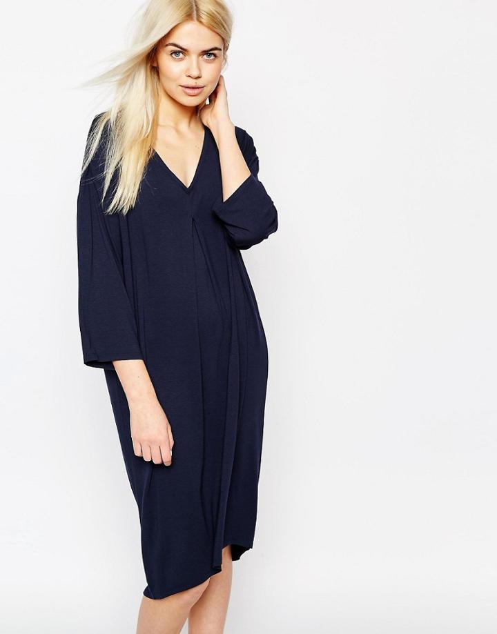 Monki V-neck Jersey Dress - Navy