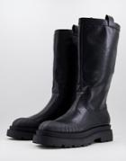 Asos Design Calf Length Chelsea Boots In Black Faux Leather With Matte Finish