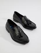 Ben Sherman Loco Tassel Loafers In Black Leather - Black