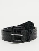 Svnx Quilted Leather Look Belt In Black