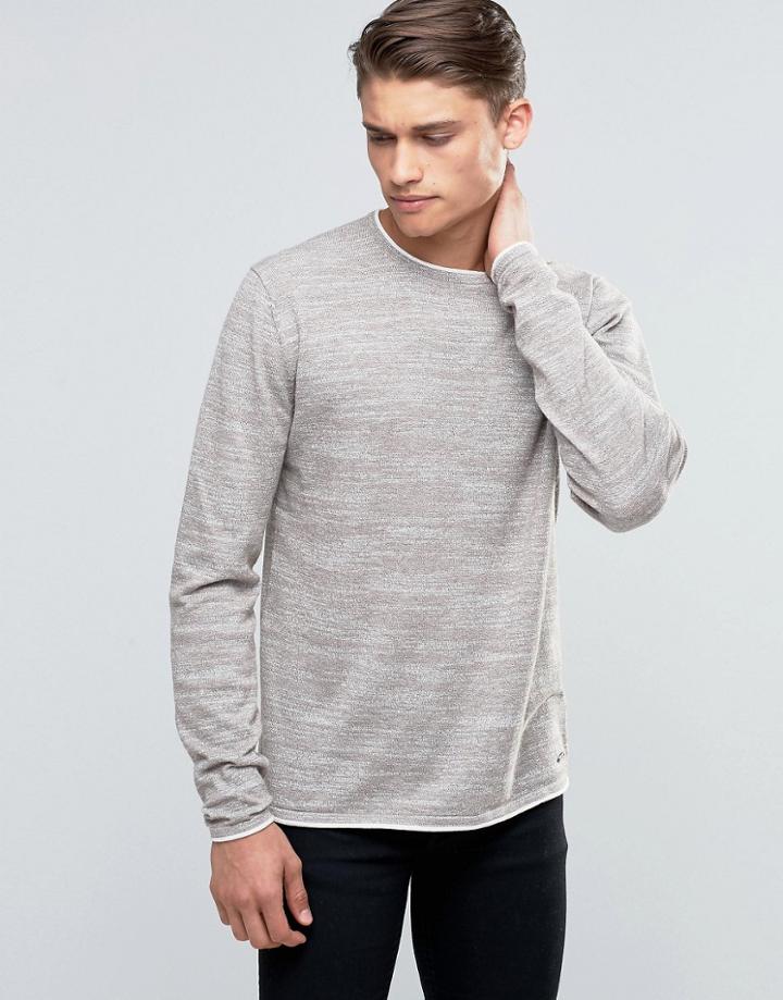 Esprit Crew Neck Slubby Sweater - Beige
