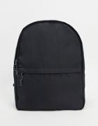 Asos Design Backpack In Black Nylon With Contrast Zipper Pull