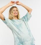 Asos Design Maternity Set Oversized T-shirt In Tonal Tie Dye In Washed Mint-green