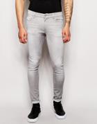 Asos Extreme Super Skinny Jeans In Light Gray - Gray