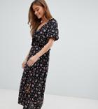 Fashion Union Petite Maxi Dress In Dark Floral - Black