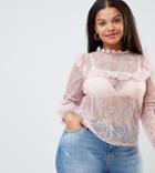 Alice & You Plus Lace High Neck Blouse - Pink