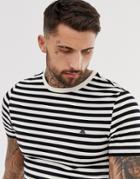 Asos Design Muscle Fit T-shirt In Stripe With Triangle Chest Print - White