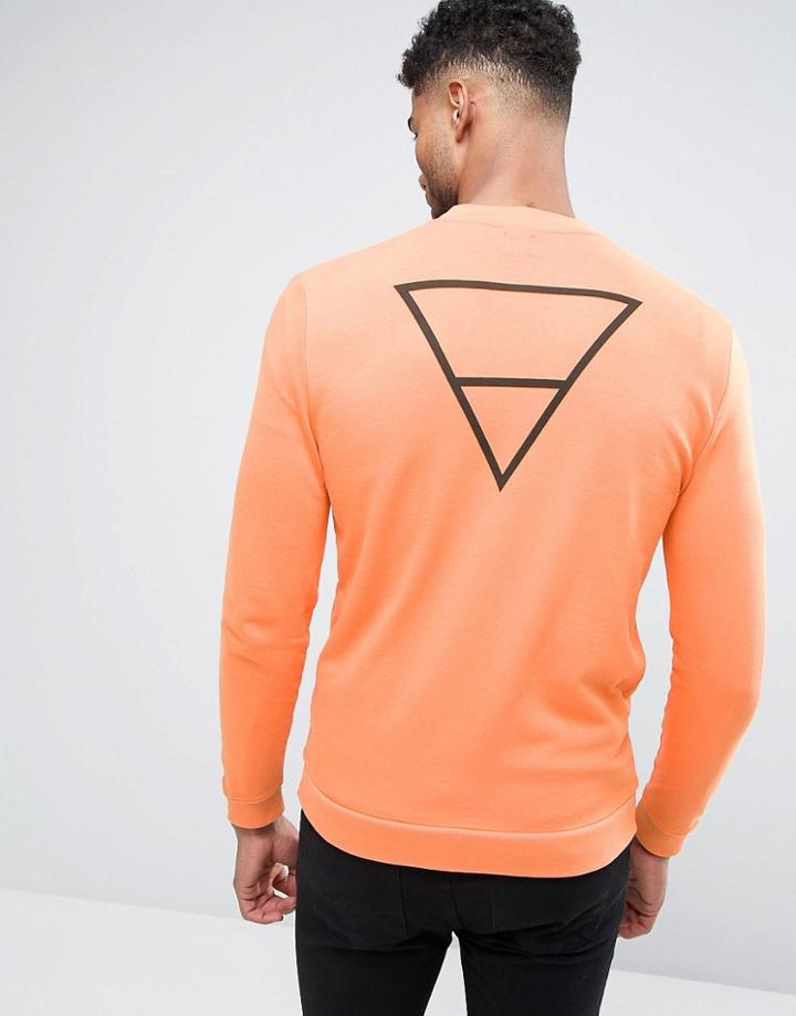 Asos Jersey Bomber Jacket With Back Triangle Print - Orange